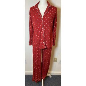 Eberjey 2 Piece Pajama Set Long Sleeve Pants Red Presents Christmas Holiday XS